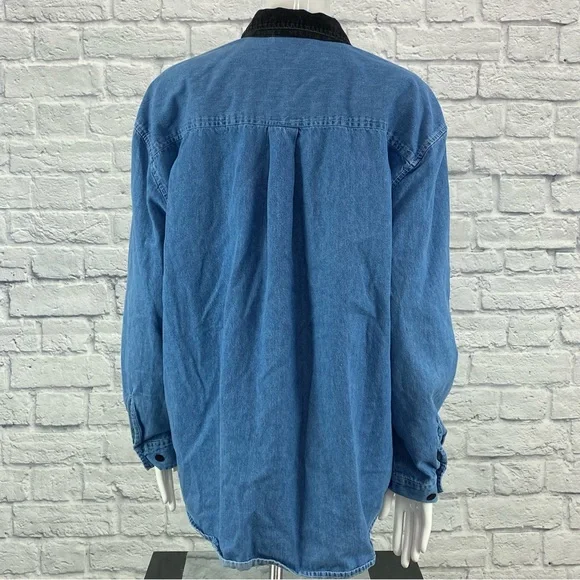 Vintage 1990s Fade Glory Christmas Embroidered Denim Blouse - Picture 5 of 6